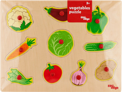 

Eduedge Vegetables Puzzle• Printed on high quality plywood with child safe inks. • Smooth edges and corners . • Pencil grip knobs.A tray with ten knobbed pictures.Age 3+(1 Pieces)