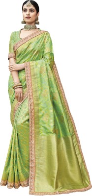 Ratnavati Embroidered Kanjivaram Silk Blend Saree(Light Green)