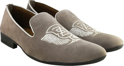 

Zapatoz Men's Grey Suede Slip-on Loafer Shoes Party Wear For Men(Grey