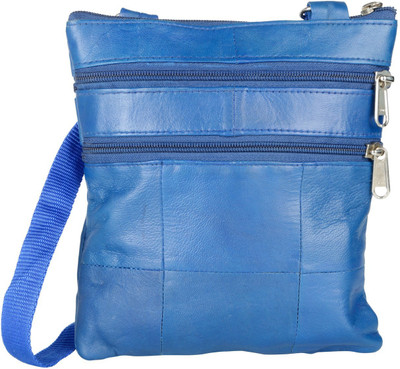 AspenLeather Girls Casual Blue Genuine Leather Sling Bag