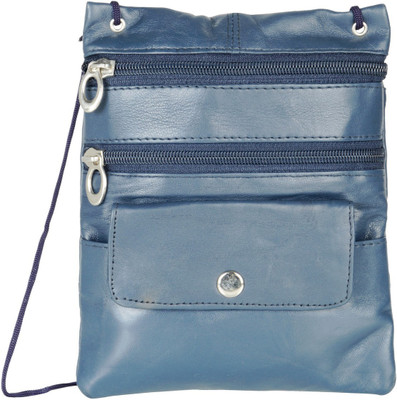 AspenLeather Girls Casual Blue Genuine Leather Sling Bag