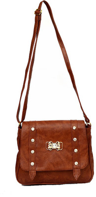 

RISH Women Casual Tan PU Sling Bag