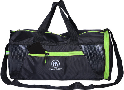 

Hyper Adam Polyester 17 inch Duffel Bag , Gym Bag with Shoe Compartment Gym & Fitness(Black, Sling Bag), Black green