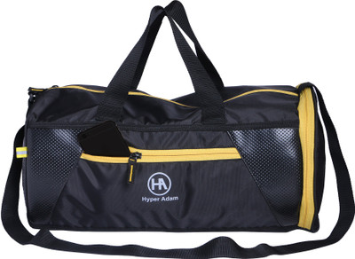 

Hyper Adam Polyester 17 inch Duffel Bag , Gym Bag with Shoe Compartment Gym & Fitness(Black, Sling Bag), Black yellow
