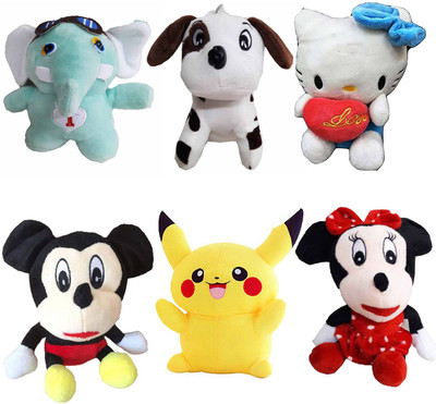 

GreenViji Stuffed Soft Toy Kids Birthday Mini cartoon Toys Combo - 17 cm(Multicolor)