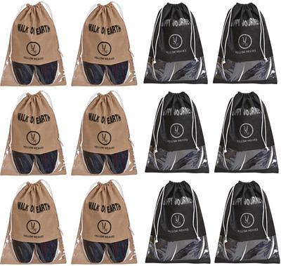 

Yellow Weaves Shoe Pouch(Beige, Black)