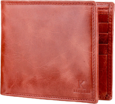 

K London Men Casual Brown Genuine Leather Wallet(8 Card Slots), Tan