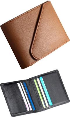 

OODI Men Multicolor Genuine Leather Wallet(10 Card Slots), Black;tan