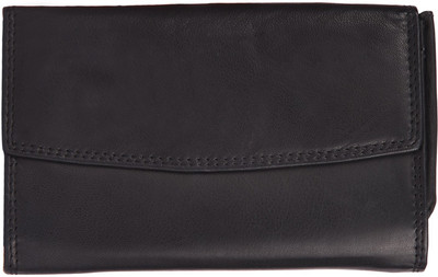 

tvj Women Black Artificial Leather Wallet(10 Card Slots)