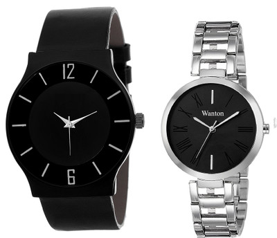 

Wanton black steel strap profesional and stylish attractive dial watch with black color professional and atylish fashion watch commbo couple watch Exclusive collection watches Watch - For Boys & Girls
