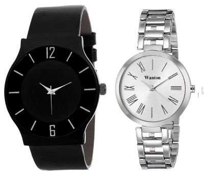 

Wanton White steel strap profesional and stylish attractive dial watch with black color professional and atylish fashion watch commbo couple watch Exclusive collection watches Watch - For Boys & Girls