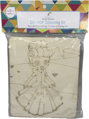

Visual Echoes DIY Doll Colouring Kit Little Art Gallery - MDF Board With Drawing Loutine, Essel, Water Color, And Paint Brushes.