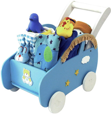 

Little Surprise Box New Born Baby Hamper with Wooden Pram(Blue)