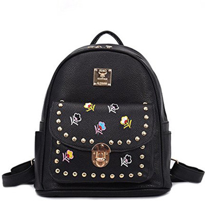 

Bagzar Bagpack Set of 4 in 1 Combo Waterproof Backpack Mini College and Handbag for Girls & Women with Gold dots and Flower Design (Black) Waterproof Multipurpose Bag(Black, 8 L)