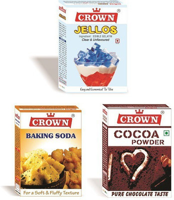 crown foods COMBO PACK OF GELATIN (50 g)+ COCOA POWDER (50 g)+BAKING SODA (100 g) Baking Soda Powder(200 g)