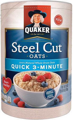 

Quaker Steel Cut Oats Quick 3 Minutes Breakfast Cereal, - 709g (25oz)(709 g, Tin)