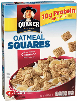 

Quaker Oatmeal Squares, Cinnamon Breakfast Cereal - 411g (14.5oz)(411 g, Box)