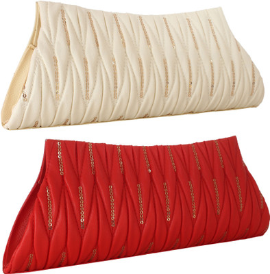 

Fillincart Casual, Party Beige, Red Clutch