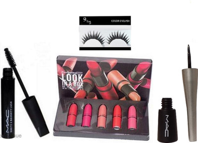 

9 to 5 Eyelashes , Matte Finish Be Sensational Mini (Set Of 5) Lipstick With Haute Naughty Mascara & Liquid Liner(Set of 4)