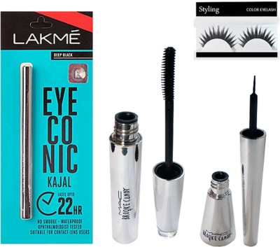 

Styling Eyelashes With Mac Brooke Candy liquid Eyeliner WIth Mascara & Eyeconic Kajal(Set of 4)