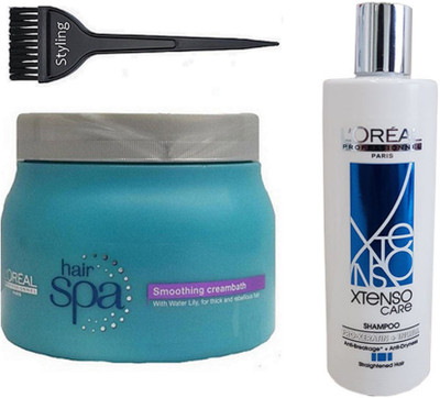 

Styling Of Hair Brush & Loreal Xtenso care Shampoo With smoothing Creambath Hair Spa(Set of 3)