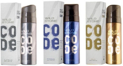 

Wild Stone code titanium each platinum & gold Deodorant Spray - For Men(360 ml, Pack of 3)
