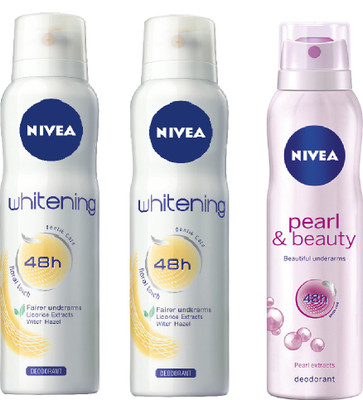 

Nivea Whitening Floral & Pearl & Beauty Deodorant Combo - Pack of 3 Body Spray - For Women(450 ml, Pack of 3)