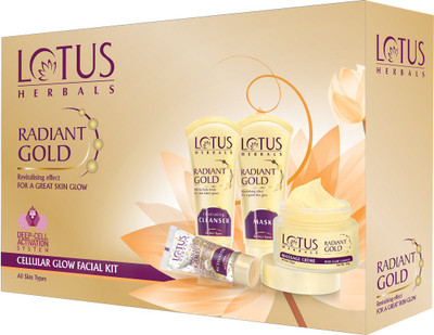 

Lotus HERBALS RADIANT GOLD Cellular Glow FACIAL KIT 170 g(Set of 4)