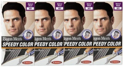 Bigen Men's Speedy Hair Colour ( 40g + 40g Each ) | Combo Pack / Set Of 4 Ammonia Free Long Lasting Hair Color , B101 - Natural Black