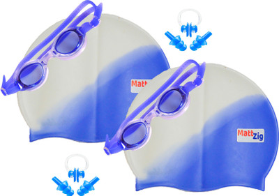 

MattZig Zigsy (Two Swimming Caps + Two Swimming Goggles + Two Nose Clips + Two Pairs of Ear Plugs) Swimming Kit