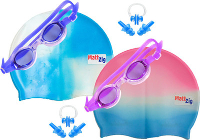 

MattZig Zigsy (Two Swimming Caps + Two Swimming Goggles + Two Nose Clips + Two Pairs of Ear Plugs) Swimming Kit
