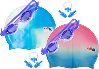 

MattZig Zigsy (Two Swimming Caps + Two Swimming Goggles + Two Nose Clips + Two Pairs of Ear Plugs) Swimming Kit