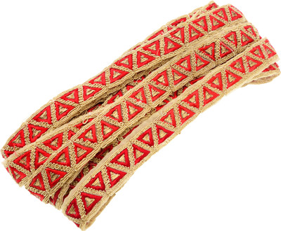 

Fabric and Lace LC999770 Red and Beige Color Machine Made floral Embroidery Lace Reel(Pack of 1)