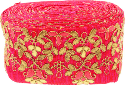 

Fabric and Lace LC1003 Pink Color Machine Made floral Embroidery Lace Reel(Pack of 1)