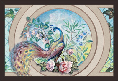 Mad Masters Mad Masters Painting on canvas. Sketch with peacock and flowers. 1 Piece wooden framed painting |Wall Art | Home Décor | Painting Art | Unique Design | Attractive Frames Digital Reprint 12 inch x 18 inch Painting(With Frame)