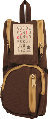 

STYM BACKPACK ABC Art Polyester Pencil Box(Set of 1, Brown)