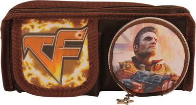 

STYM VF ROUND Art Polyester Pencil Box(Set of 1, Brown)