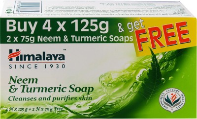 

Himalaya NEEM & TURMERIC SOAP BUY 4 X 125G & GET 2 X 75G FREE(650 g, Pack of 6)