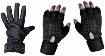 

Tahiro Black Fur & Black Gym Gloves Gym & Fitness Gloves (Free Size, Black, Black)
