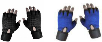 

Tahiro Blue Gym Gloves & Black Gym Gloves Gym & Fitness Gloves (Free Size, Black, Blue)