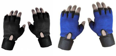 

Tahiro Gym Gloves Gym & Fitness Gloves (Free Size, Black, Blue), Multicolor