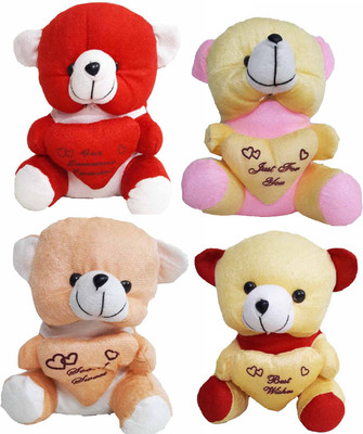 

GreenViji Cute Teddy Bear with Heart Emotional Soft Toy-Combo - 22 cm(Red, Pink, Beige), Beige;pink;red