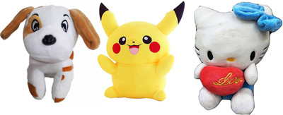 

GreenViji Stuffed Soft Toy Kids Birthday Mini cartoon Toys Combo - 17 cm(White, Yellow, Blue), Blue;white;yellow