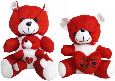 

GreenViji Cute Mother Teddy Bear Soft Stuffed Plush Toy Kid Children Birthday Infant Gift- Combo - 26 cm(Beige)