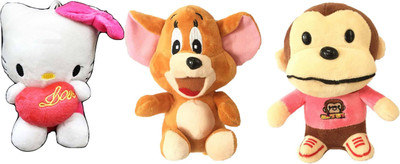 

GreenViji Stuffed Soft Toy Kids Birthday Mini cartoon Toys Combo - 17 cm(White, Pink, Brown), Brown;pink;white