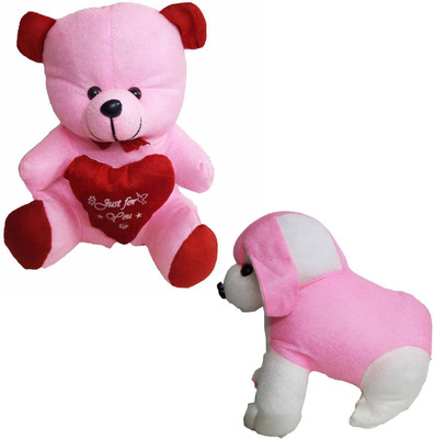 

GreenViji Cute Teddy Bear with Heart and Puppy Soft Toy-Combo - 28 cm(Pink, Red)