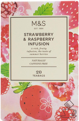 

Mark & Spencer Strawberry & Raspberry Infusion, 20 Teabags - 40g Strawberry, Raspberry Infusion Tea Bags Box(40 g)