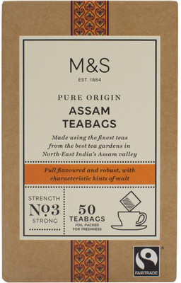 

Mark & Spencer Pure Origin Assam Teabags, Strength No.3, 50 Teabags - 125g Tea Bags Box(125 g)