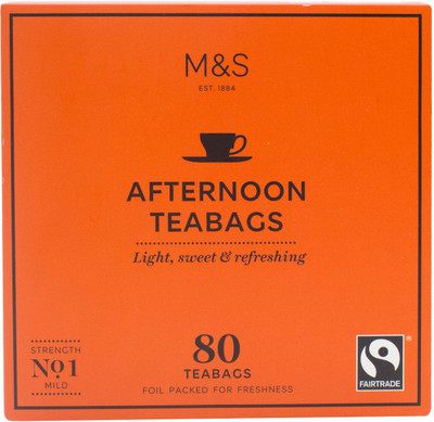 

Mark & Spencer Afternoon Teabags, Strength No.1 Mild, 80 Teabags - 200g Black Tea Bags Box(200 g)