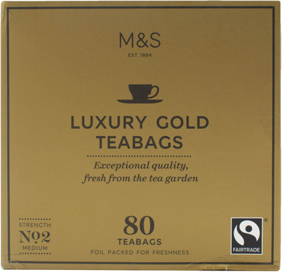 

Mark & Spencer Luxury Gold Tea Bags, Strength No.2 Medium, 80 Teabags - 250g Tea Bags Box(250 g)